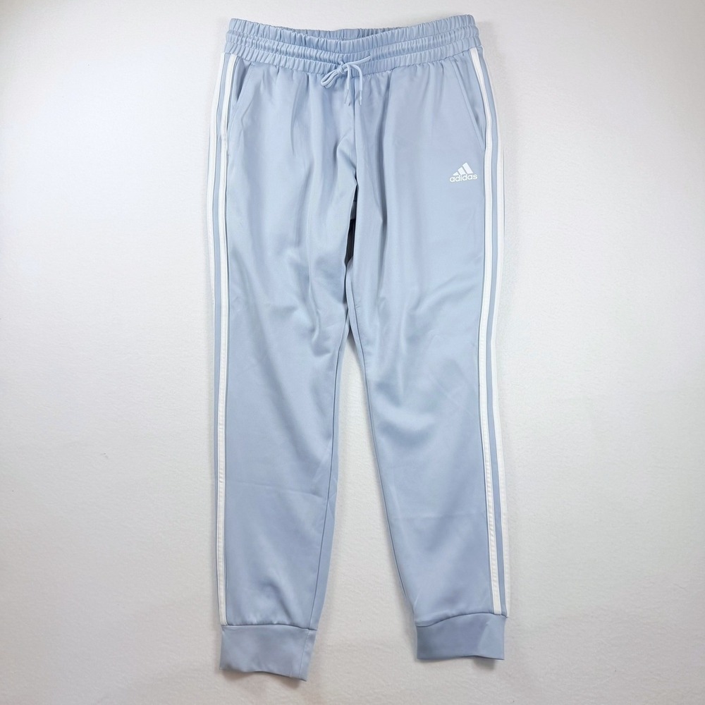 Adidas Aeroready Womens Light Blue 3-Stripe Track Pants Joggers IW7841 Large